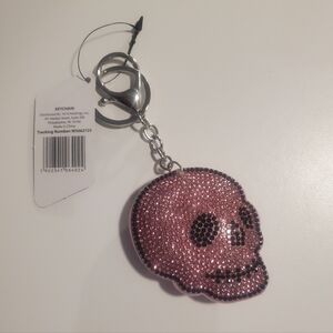 Pink Rhinestone Skull Keychain NWT